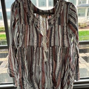 Think linen long sleeve beaded top